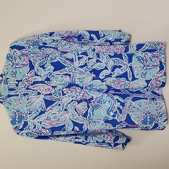Lilly Pulitzer Preppy Dylan Tunic multi palm beach pop over blouse Size Medium - Picture 8 of 16